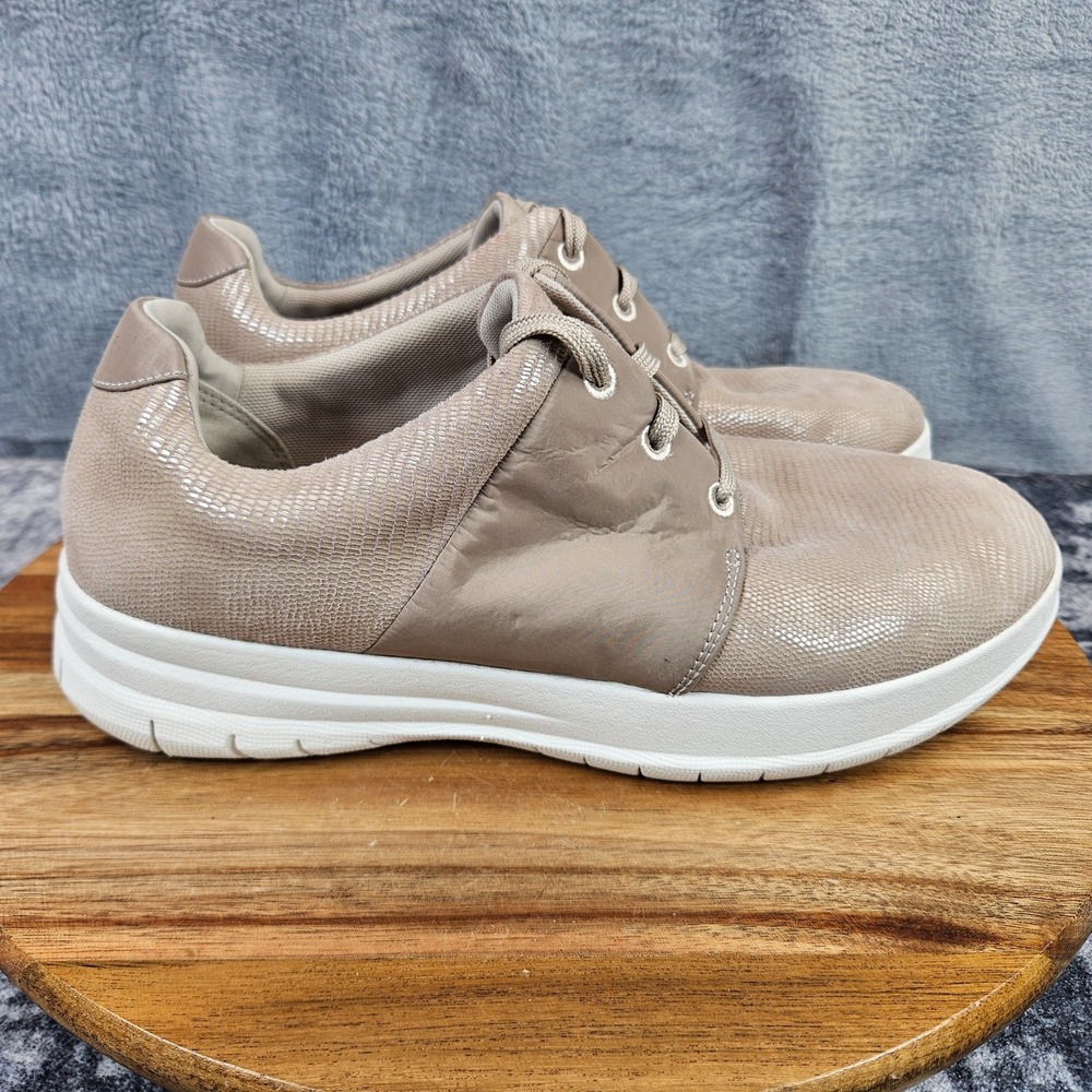Fitflop Sporty-Pop X Lizard Print Womens 9 Brown Lace Up Comfort Trainer Sneaker
